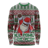 Africa Christmas Black Santa Fist Long Sleeve Shirt All Power to the People - Wonder Print Shop
