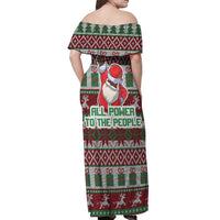 Africa Christmas Black Santa Fist Off Shoulder Maxi Dress All Power to the People - Wonder Print Shop