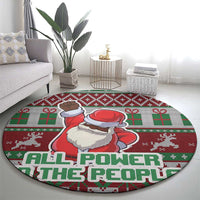 Africa Christmas Black Santa Fist Round Carpet All Power to the People
