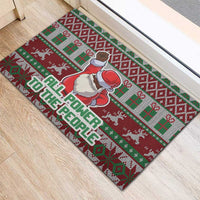 Africa Christmas Black Santa Fist Rubber Doormat All Power to the People - Wonder Print Shop