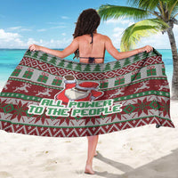 Africa Christmas Black Santa Fist Sarong All Power to the People - Wonder Print Shop