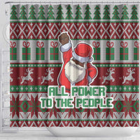 Africa Christmas Black Santa Fist Shower Curtain All Power to the People
