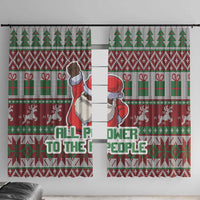 Africa Christmas Black Santa Fist Window Curtain All Power to the People - Wonder Print Shop