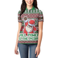 Africa Christmas Black Santa Fist Women Polo Shirt All Power to the People - Wonder Print Shop