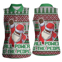 Africa Christmas Black Santa Fist Women Sleeveless Polo Shirt All Power to the People - Wonder Print Shop