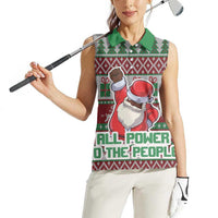 Africa Christmas Black Santa Fist Women Sleeveless Polo Shirt All Power to the People - Wonder Print Shop