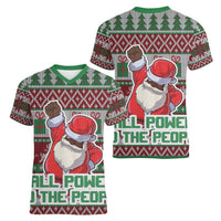 Africa Christmas Black Santa Fist Women V-Neck T-Shirt All Power to the People - Wonder Print Shop