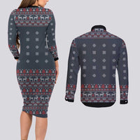 I Want A Hippopotamus Christmas Couples Matching Long Sleeve Bodycon Dress and Long Sleeve Button Shirt - Wonder Print Shop