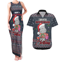 I Want A Hippopotamus Christmas Couples Matching Tank Maxi Dress and Hawaiian Shirt - Wonder Print Shop