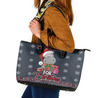 I Want A Hippopotamus Christmas Leather Tote Bag - Wonder Print Shop
