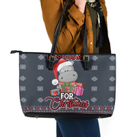 I Want A Hippopotamus Christmas Leather Tote Bag - Wonder Print Shop