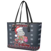 I Want A Hippopotamus Christmas Leather Tote Bag - Wonder Print Shop