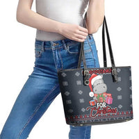 I Want A Hippopotamus Christmas Leather Tote Bag - Wonder Print Shop