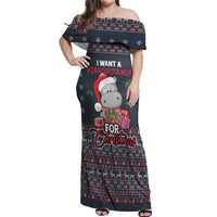 I Want A Hippopotamus Christmas Off Shoulder Maxi Dress - Wonder Print Shop