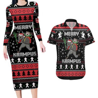 Merry Krampus Couples Matching Long Sleeve Bodycon Dress and Hawaiian Shirt Christmas Gifts - Wonder Print Shop