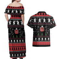 Merry Krampus Couples Matching Off Shoulder Maxi Dress and Hawaiian Shirt Christmas Gifts - Wonder Print Shop