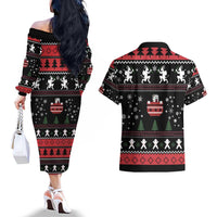 Merry Krampus Couples Matching Off The Shoulder Long Sleeve Dress and Hawaiian Shirt Christmas Gifts - Wonder Print Shop