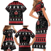 Merry Krampus Family Matching Short Sleeve Bodycon Dress and Hawaiian Shirt Christmas Gifts - Wonder Print Shop