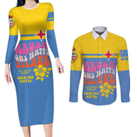 Aruba Couples Matching Long Sleeve Bodycon Dress and Long Sleeve Button Shirt One Happy Island 2025 - Wonder Print Shop