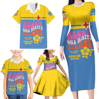 Aruba Family Matching Long Sleeve Bodycon Dress and Hawaiian Shirt One Happy Island 2025 - Wonder Print Shop