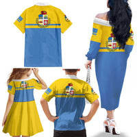 Aruba Family Matching Off The Shoulder Long Sleeve Dress and Hawaiian Shirt One Happy Island 2025 - Wonder Print Shop