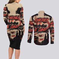 Together We Stand Couples Matching Long Sleeve Bodycon Dress and Long Sleeve Button Shirt African American - Wonder Print Shop