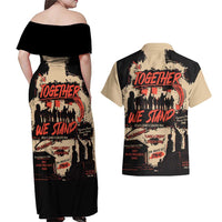 Together We Stand Couples Matching Off Shoulder Maxi Dress and Hawaiian Shirt African American - Wonder Print Shop