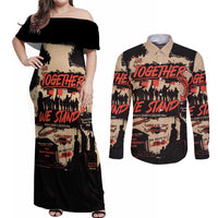 Together We Stand Couples Matching Off Shoulder Maxi Dress and Long Sleeve Button Shirt African American - Wonder Print Shop