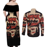 Together We Stand Couples Matching Off Shoulder Maxi Dress and Long Sleeve Button Shirt African American - Wonder Print Shop