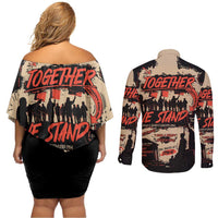 Together We Stand Couples Matching Off Shoulder Short Dress and Long Sleeve Button Shirt African American - Wonder Print Shop