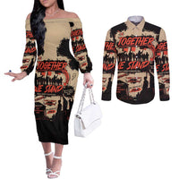 Together We Stand Couples Matching Off The Shoulder Long Sleeve Dress and Long Sleeve Button Shirt African American