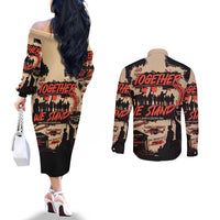Together We Stand Couples Matching Off The Shoulder Long Sleeve Dress and Long Sleeve Button Shirt African American