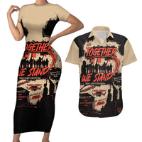 Together We Stand Couples Matching Short Sleeve Bodycon Dress and Hawaiian Shirt African American - Wonder Print Shop