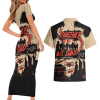 Together We Stand Couples Matching Short Sleeve Bodycon Dress and Hawaiian Shirt African American - Wonder Print Shop