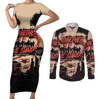 Together We Stand Couples Matching Short Sleeve Bodycon Dress and Long Sleeve Button Shirt African American - Wonder Print Shop