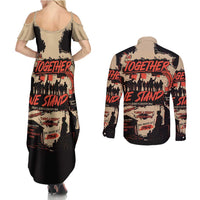 Together We Stand Couples Matching Summer Maxi Dress and Long Sleeve Button Shirt African American - Wonder Print Shop