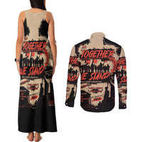 Together We Stand Couples Matching Tank Maxi Dress and Long Sleeve Button Shirt African American - Wonder Print Shop