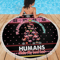 Flamingo Make Me Happy Christmas Tree Beach Blanket Human Make My Head Hurt - Wonder Print Shop