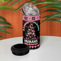 Flamingo Make Me Happy Christmas Tree 4 in 1 Can Cooler Tumbler Human Make My Head Hurt - Wonder Print Shop
