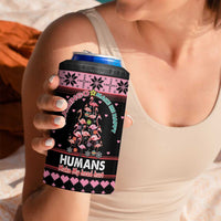 Flamingo Make Me Happy Christmas Tree 4 in 1 Can Cooler Tumbler Human Make My Head Hurt - Wonder Print Shop