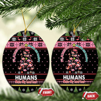 Flamingo Make Me Happy Christmas Tree Ceramic Ornament Human Make My Head Hurt - Wonder Print Shop
