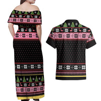 Flamingo Make Me Happy Christmas Tree Couples Matching Off Shoulder Maxi Dress and Hawaiian Shirt Human Make My Head Hurt - Wonder Print Shop