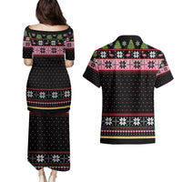 Flamingo Make Me Happy Christmas Tree Couples Matching Puletasi and Hawaiian Shirt Human Make My Head Hurt - Wonder Print Shop