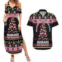Flamingo Make Me Happy Christmas Tree Couples Matching Summer Maxi Dress and Hawaiian Shirt Human Make My Head Hurt - Wonder Print Shop