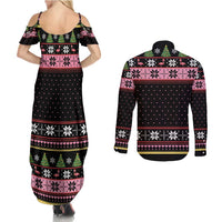 Flamingo Make Me Happy Christmas Tree Couples Matching Summer Maxi Dress and Long Sleeve Button Shirt Human Make My Head Hurt - Wonder Print Shop