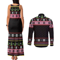 Flamingo Make Me Happy Christmas Tree Couples Matching Tank Maxi Dress and Long Sleeve Button Shirt Human Make My Head Hurt - Wonder Print Shop