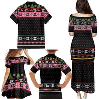 Flamingo Make Me Happy Christmas Tree Family Matching Puletasi and Hawaiian Shirt Human Make My Head Hurt - Wonder Print Shop