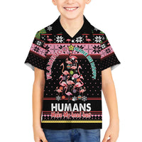 Flamingo Make Me Happy Christmas Tree Family Matching Puletasi and Hawaiian Shirt Human Make My Head Hurt - Wonder Print Shop