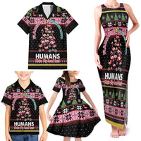 Flamingo Make Me Happy Christmas Tree Family Matching Tank Maxi Dress and Hawaiian Shirt Human Make My Head Hurt - Wonder Print Shop