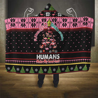Flamingo Make Me Happy Christmas Tree Hooded Blanket Human Make My Head Hurt
